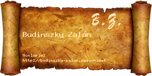 Budinszky Zalán névjegykártya
